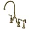 Kingston Brass KS7793TALBS Bridge Kitchen Faucet with Brass Sprayer, Antique Brass KS7793TALBS - alternate 1